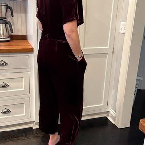 Boden Maroon Velvet Jumpsuit